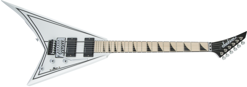 a black and white electric guitar