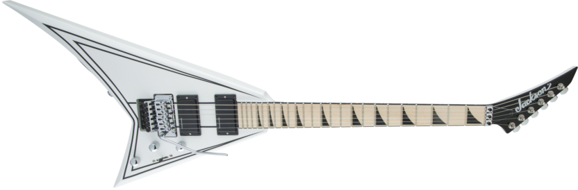 a black and white guitar