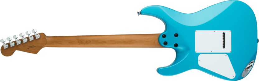 a blue electric guitar