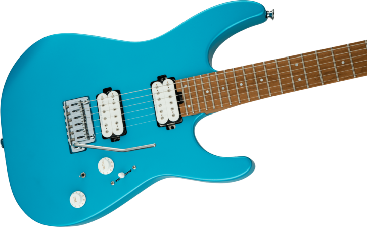 a blue electric guitar