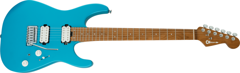 a blue electric guitar