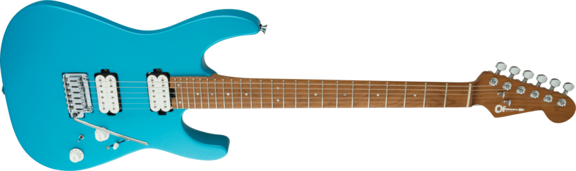 a blue electric guitar