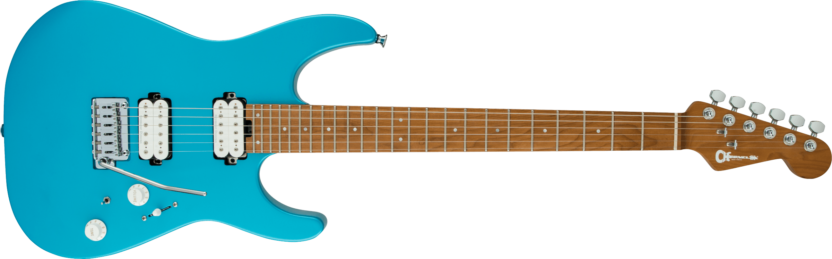 a blue electric guitar