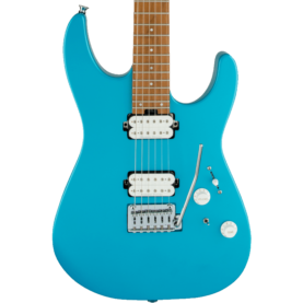 a blue electric guitar