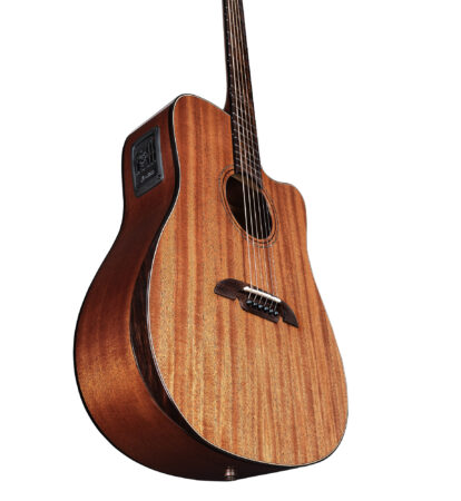 a brown acoustic guitar