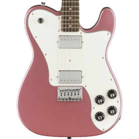 a pink electric guitar