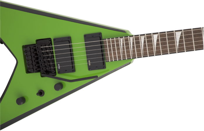 a green electric guitar