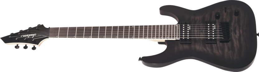 a black and white electric guitar