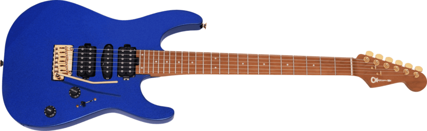 a blue electric guitar