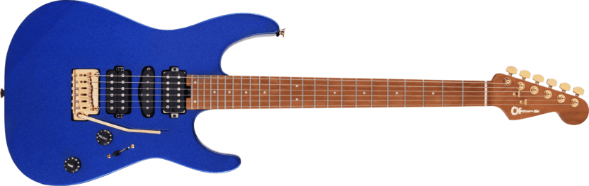 a blue electric guitar