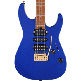 a blue electric guitar