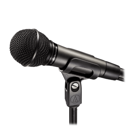 a microphone with a black background