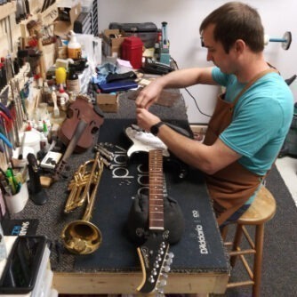 a person working on a machine