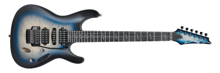 a blue electric guitar