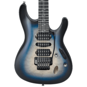 a blue electric guitar