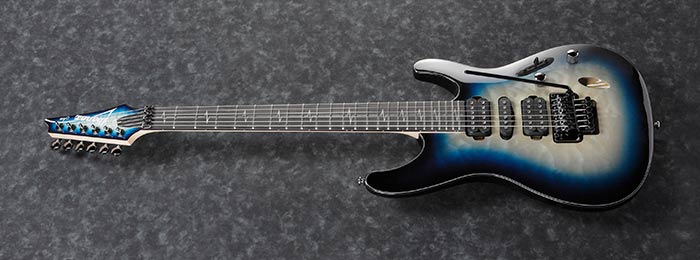 a blue electric guitar