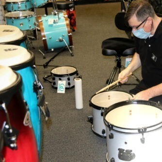 a man playing drums